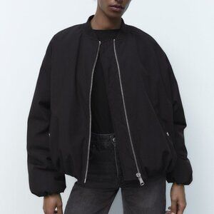 Zara Water Repellent Puffer Bomber Jacket